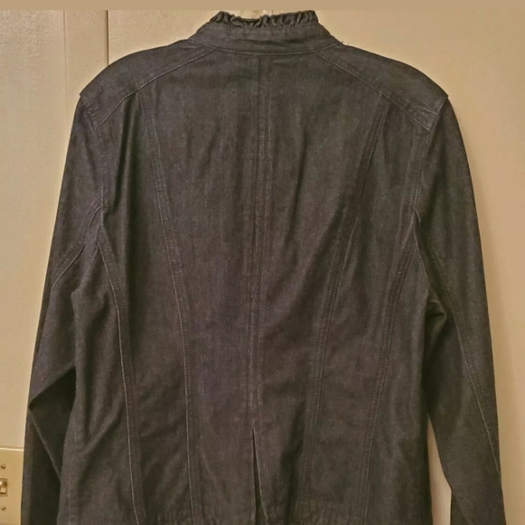 Woman's Charter Club Button Down Large Denim Coat - Picture 2 of 8